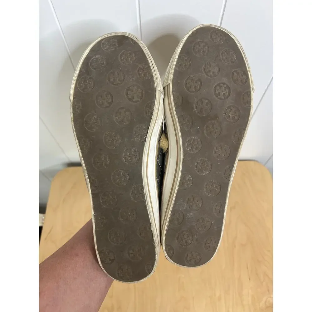 Tory Burch Caspe Quilted Gold Metallic Sneakers Size‎ 9.5
